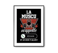 Affiche Décoration murale intérieur Muscu m'appelle | Idée Cadeau illustation chambre salon - Poster, Art, Sans cadre | Imprimé en France Format A2