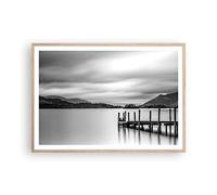 Affiche Decoration Murale Moderne Poster Cadre Chêne Clair 100x70cm Noir Et Blanc Paysage Lac Deco Affiches Murales Wall Art Design Tableau Decoration Salon Chambre Cuisine Decor P2NAA100x70-4321
