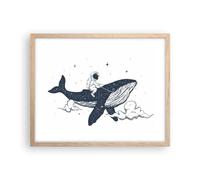 Affiche Decoration Murale Moderne Poster Cadre Chêne Clair 50x40cm Baleine Astronaute Imagination Deco Affiches Murales Wall Art Design Tableau Decoration Salon Chambre Cuisine Decor P2NAA50x40-5326
