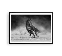 Affiche Decoration Murale Moderne Poster Cadre Noir 100x70cm Cheval Galop Dynamique Deco Affiches Murales Wall Art Design Tableau Decoration Salon Chambre Cuisine Decor P2BAA100x70-5023