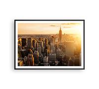 Affiche Decoration Murale Moderne Poster Cadre Noir 100x70cm New York gratte-ciel manhattan Deco Affiches Murales Wall Art Design Tableau Decoration Salon Chambre Cuisine Decor P2BAA100x70-2672