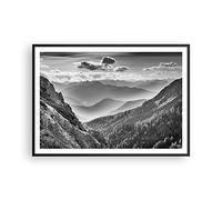 Affiche Decoration Murale Moderne Poster Cadre Noir 100x70cm Noir Et Blanc Paysage Montagnes Deco Affiches Murales Wall Art Design Tableau Decoration Salon Chambre Cuisine Decor P2BAA100x70-4560