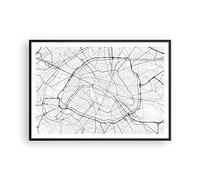 Affiche Decoration Murale Moderne Poster Cadre Noir 100x70cm Ville Carte Paris Deco Affiches Murales Wall Art Design Tableau Decoration Salon Chambre Cuisine Decor P2BAA100x70-4868