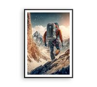 Affiche Decoration Murale Moderne Poster Cadre Noir 70x100cm Alpes Escalade Montagnes Deco Affiches Murales Wall Art Design Tableau Decoration Salon Chambre Cuisine Decor P2BPA70x100-5740