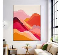 Affiche Decoration Murale Salle De Bain En Toile,Peinture Paysage Fantastique Abstrait Motif Colline Rose Et Orange, Art Mural Rouge Vintage Pour La Salle De Bain Toilettes 40L X 30L Cm Sans Cadre