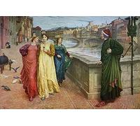 Affiche Decoration Murale Toile de Peinture Peinture à L'huile Dante et Béatrice par Henry Holiday Pour la Décoration de la Chambre à Coucher 60x90cm