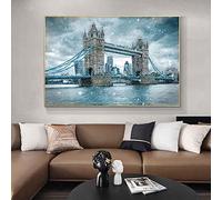 Affiche Decoration Murale Tower Bridge Londres Paysage toile peinture Peintures Neiges Jour Angleterre Affiches et Gravures Murale Art pour Salon Decoration à la maison 60x80cm Sans Cadre