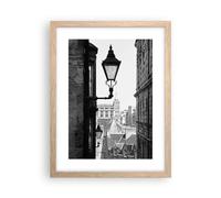 Affiche Decoration Murale Vieille Ville Noir Et Blanc Écosse Moderne Poster Cadre Chêne Clair 30x40cm Deco Affiches Murales Tableau Decoration Salon Chambre Cuisine Wall Art Design P2NPA30x40-6030