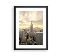 Affiche Decoration Murale Ville Gratte-ciel Manhattan New York Moderne Poster Cadre Noir 30x40cm Deco Affiches Murales Tableau Decoration Salon Chambre Cuisine Wall Art Design Decor P2BPA30x40-2630