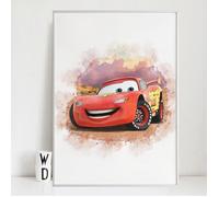 Affiche Décorative - Cars - Flash McQueen - 50x70cm - Toile Premium - Chambre Enfant