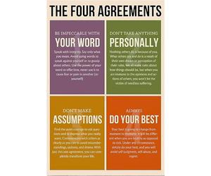 Affiche décorative en métal avec inscription « The Four Agreements Be Impeccable with Your Word » - 20,3 x 30,5 cm