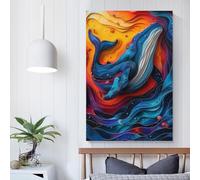 Affiche décorative en papier découpé représentant une baleine dans l'espace, idéale pour décorer un salon, un bar ou une chambre, pour un anniversaire ou pour un couple. 20 x 30 cm (8 x 12 pouces).