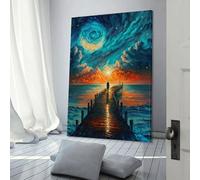 Affiche décorative sur toile représentant un pont vers l'océan, art mural, décoration moderne et esthétique, 40 x 60 cm