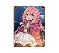 Affiche décorative vintage en métal avec 6 affiches de dessin animé japonais Laid-Back Camp - 30 x 40 cm