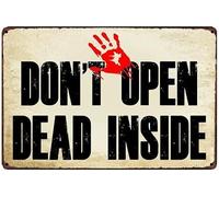 Affiche décorative vintage en métal avec inscription « Don't Open Dead Inside » - 20,3 x 30,5 cm