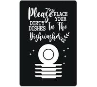 Affiche décorative vintage en métal avec inscription « Please Put Your Dirty Dishes in The Dishwasher » - Noir - 20,3 x 30,5 cm