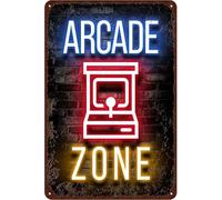 Affiche décorative vintage Game with Neon Effect Game Room Arcade Zone Boy Room Gamer - Décoration murale en métal - 20,3 x 30,5 cm