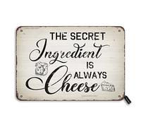 Affiche décorative vintage « The Secret Ingredient Is Always Cheese » - 20,3 x 30,5 cm - Décoration murale amusante pour la maison, la cuisine, la ferme, le restaurant
