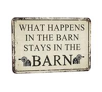 Affiche décorative vintage « What Happens In The Barn Stays In The Barn » - 20,3 x 30,5 cm - Décoration murale amusante pour maison, cuisine, chambre à coucher, ferme, jardin, magasin, café, bar, pub