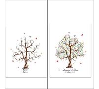 Affiche d'empreintes digitales sur la toile de l'a Peinture sur toile d'arbre à empreintes digitales de mariage, livre d'or faire soi-même, plusieurs tailles(Color08,35x50cm 14x20inch)