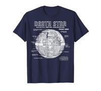 Affiche des schémas de l'étoile de la Mort de Star Wars T-Shirt, Homme, Bleu Marine, 5XL
