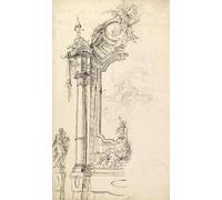 Affiche d'étude pour un autel avec une figure sur un Socle surélevé à gauche (1700-1770) par Joseph Anton Feuchtmayer (61 x 91,4 cm)