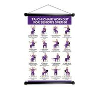 Affiche dExercices Tai sur Chaise 16 Postures Art Mural Pliable Instructif | Affiche yoga pour seniors et débutants pour Salon, Chambre, Salle de Sport, Bureau, , Hôpital
