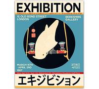 Affiche d'exposition d'art japonais - Japon 1970 Art London Vintage Wall Poster, Aesthetic Room Decor Japanese Themed Home Room Decor, Ara Bird Canvas Poster (28cm x 36cm)