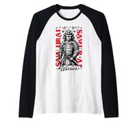 Affiche d'histoire martiale à l'encre audacieuse de Samurai Warrior Manche Raglan