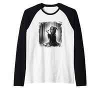 Affiche d'horreur visage effrayant Halloween fantôme en forme de cœur doigt Manche Raglan
