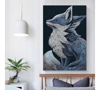 Affiche d'illustration de renard bleu et blanc, œuvres d'art sur toile, décoration murale esthétique, image pour la maison, peinture, décoration moderne, 60 x 90 cm