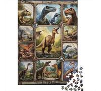 Affiche Dinosaure Puzzle 1000 Pièces Papier pour Adultes Encyclopédie Animaux Préhistoriques Jeu de Puzzle 1000 Pièces Détente Décoration Cadeau Famille 38x26cm/1000pcs