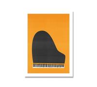Affiche d'instrument de musique de style vintage orange noir piano tambour toile peinture moderne mur photo salle de musique décor(D,40x50cm No Frame)