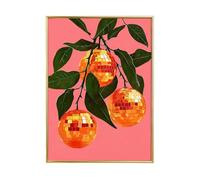 Affiche dopamine déco Boule Disco Orange 30x40 cm - Poster Dopamine Décor Rose Orange - Décoration Murale Rétro 70s Moderne - Impression Canvas - Art Graphique Ondulé Chambre Salon Bureau - Girly