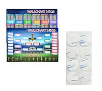 Affiche du calendrier de football 2026 en tissu double face 87 cm x 58 cm pour les matchs de football (2 posters, 1 stylo, 8 autocollants) A01