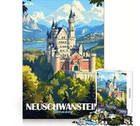 Affiche du château de Neuschwanstein, Puzzle de 1000 pièces pour Adultes, renforce la mémoire, se détend, Cadeau d'anniversaire de qualité (38x26cm)