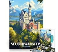 Affiche du château de Neuschwanstein, Puzzle de 1000 pièces pour Adultes, renforce la mémoire, se détend, Cadeau d'anniversaire de qualité (38x26cm)