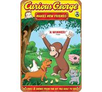 Affiche du film Curious George Makes New Friends Décoration murale rétro en métal 20,3 x 30,5 cm