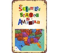 Affiche du film The Scrambled States of America rétro amusante en métal, décoration murale d'extérieur 20,3 x 30,5 cm