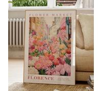 Affiche Du Marché Aux Fleurs De Florence Art De Voyage Affiche Moderne Art Mural Botanique Vert Tendance Pour Salon Chambre Bureau Décoration D'Intérieur 50X70Cm