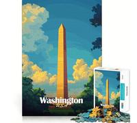 Affiche du Monument de Washington Puzzle de 1000 pièces Activité ludique et stimulante pour renforcer Les Liens familiaux Emboîtement Parfait sans espaces (50x75cm)