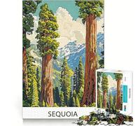 Affiche du Parc National de Sequoia, Puzzle de 1000 pièces pour Adolescents, Jeu de logique et de Train, Anti-Stress, découpe Lisse, Cadeau mémorable (38x26cm)