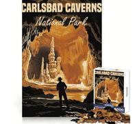 Affiche du Parc National des grottes de Carlsbad, Puzzle de 1000 pièces pour Adultes, Bien-être cérébral, Temps Bien dépensé, Cadeau d'anniversaire Parfait (50x75cm)