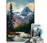 Affiche du Parc National des North Cascades, Puzzle de 1 000 pièces pour Adultes et Adolescents, défi d'intelligence cérébrale, Jouets addictifs pour la décoration de la Maison, 50x75cm
