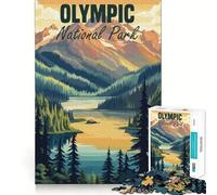 Affiche du Parc National Olympique Puzzle de 1000 pièces pour Adultes Jeu de réflexion Stimulant Jeu d'intérieur Découpe précise Pièce d'art de qualité (38x52cm)