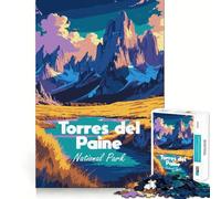Affiche du Parc National Torres Del Paine, Puzzle de 1000 pièces pour Adolescents, défi cérébral, Jeu de détente, découpe précise, Objet d'art 38x52cm