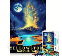 Affiche du Paysage Nocturne du Parc National de Yellowstone,Puzzle de 1000 pièces pour Adultes,idéal pour se remémorer et s'amuser,découpé au Laser avec Soin,pour Un Moment de Calme et d'exercice
