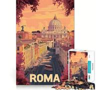 Affiche du Paysage Urbain de Rome, Puzzle de 1000 pièces pour Adultes, Puzzle Stimulant la mémoire et la détente mentale, découpe Lisse, Cadeau d'anniversaire (38x26cm)