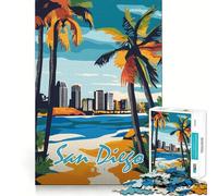 Affiche du Paysage Urbain de San Diego, Puzzle de 1000 pièces pour Adolescents, Stimulation de la mémoire, Loisirs à la Maison, Assemblage d'image, Joli Cadeau (50x75cm)