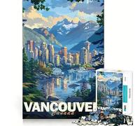 Affiche du Paysage Urbain de Vancouver Puzzle Adulte 1000 pièces Jeu de réflexion Cadeau Découpe de Haute précision Activité relaxante à Faire en Groupe à l'intérieur (38x52cm)